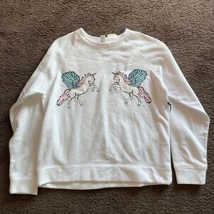Forever 21 White Sweatshirt with Unicorn Print
